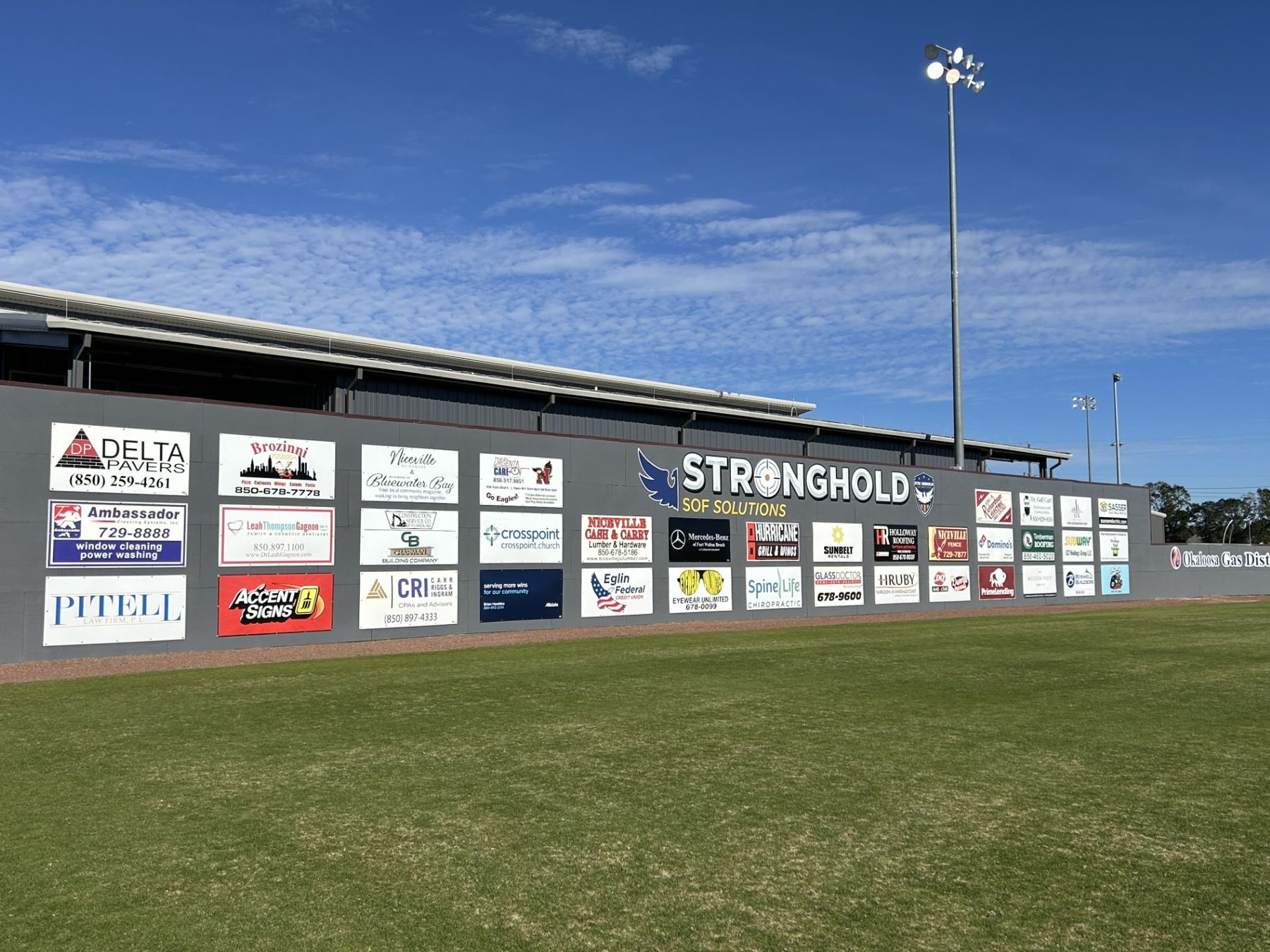 Stronghold mark on the outfield wall